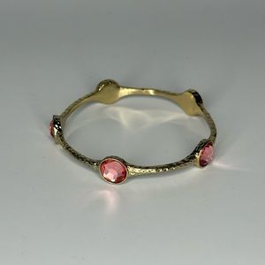 Golden Fashion Bracelet Pink Stones 7 3/4-Inches